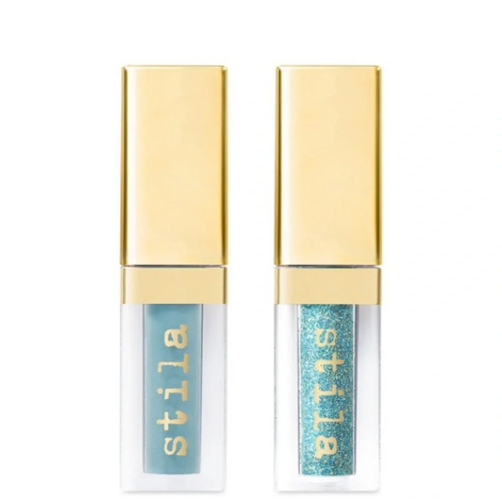 Stila Double Dip Liquid Eyeshadow Duo Beach Wave Teal Blue Sparkle New in Box
